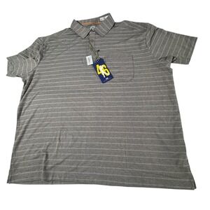 V-46 Performance Golf Polo Shirt Striped Short Sleeve  Taupe Heather Men's Sz XL